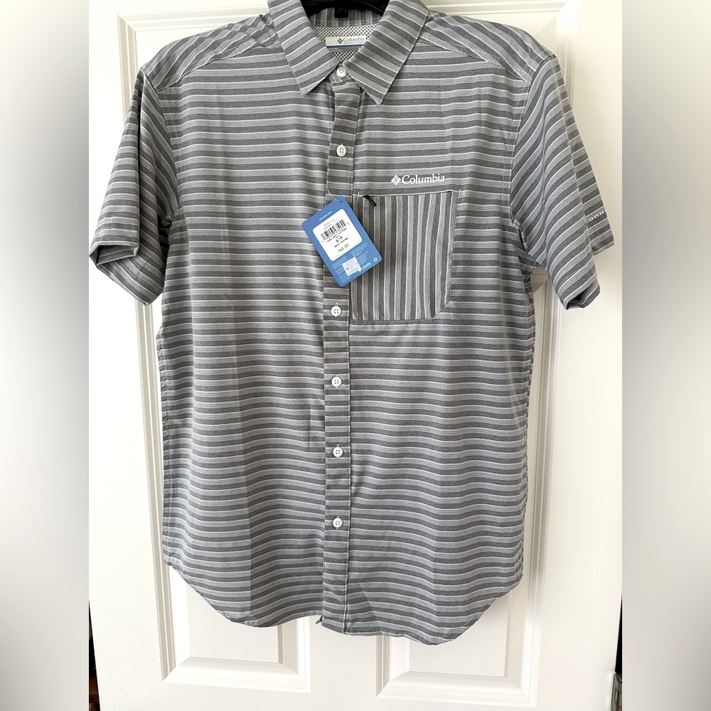 NWT Columbia Men's Gray Striped Shirt